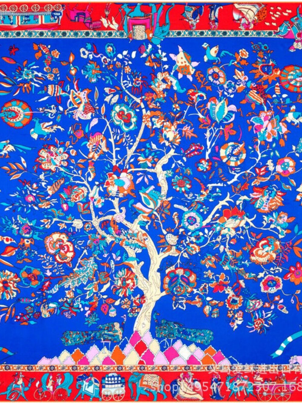 2-Pack 130cm Tree of Life Elephant Floral Women's 100% Silk Sun Protection #66